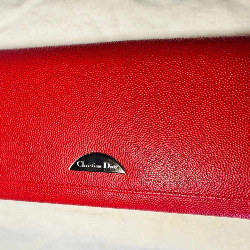 Christian Dior Red Leather Women's Wallet